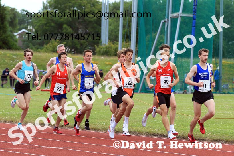 Senior mens 1500 metres, 2022 Northern Senior and Under-20 Champs., Wavertree Athletics Centre, Liverpool. Photo: David T. Hewitson/Sports for All Pics